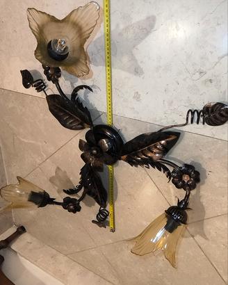 Plafoniera vintage 3 luci in ferro/metallo modella