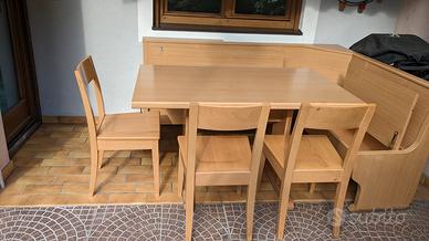 giropanca con tavolo con prolunga e 3 sedie 