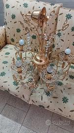 lampadario in cristallo, bagnato in oro 