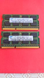 Memoria Ram DDR3 sodimm 2 moduli (2gb x2) Samsung 