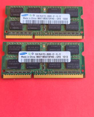 Memoria Ram DDR3 sodimm 2 moduli (2gb x2) Samsung 