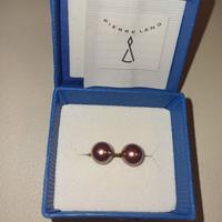 Orecchini perla bordeaux placcati oro