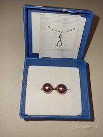 Orecchini perla bordeaux placcati oro