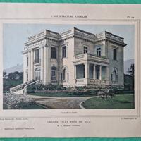 Stampa antica 1900 architettura Nizza