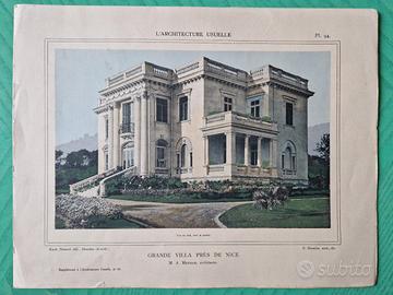 Stampa antica 1900 architettura Nizza