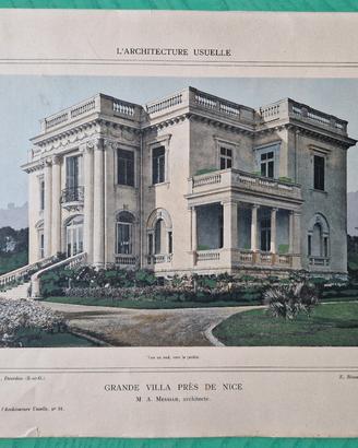 Stampa antica 1900 architettura Nizza