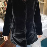 Zara cappottino pelliccia sintetica nera 42