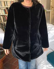 Zara cappottino pelliccia sintetica nera 42