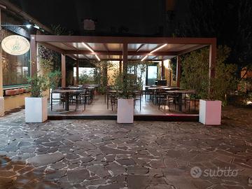 Pergotenda  con pedana e illuminazione 