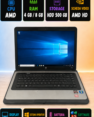PC Notebook HP silver amd e1 2100 RAM Win10