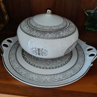 biscottiera con vassoio in porcellana limoges