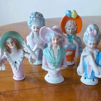 Set 5 Bambole Vintage con Puntaspilli da Cucito