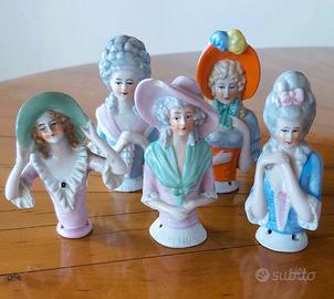 Set 5 Bambole Vintage con Puntaspilli da Cucito