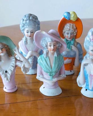 Set 5 Bambole Vintage con Puntaspilli da Cucito