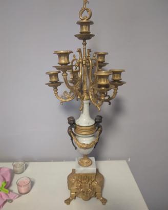 Candelabro in ottone e marmo