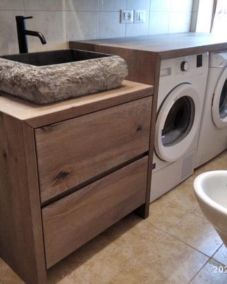 bagno coprilavatrice pensile specchiera rovere