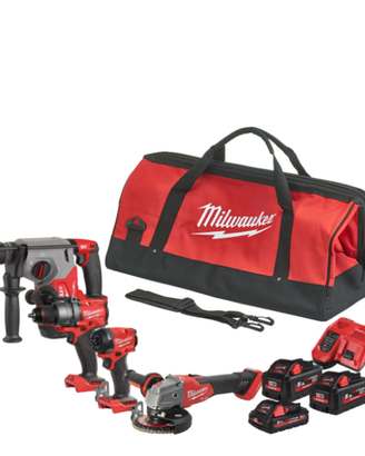 Set 4 utensili + 3 batterie + borsone Milwaukee