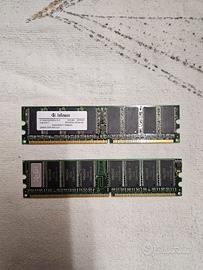 2x RAM DDR1 PC3200 400Mhz Desktop (256MB + 512MB)