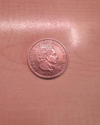 riproduzione moneta 5 lire 1823 carlo felice