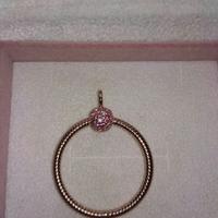 Pendente Rose Pandora O Medio con pavè rosa