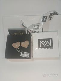 Orecchini da donna a lobo con cuore grande beige m