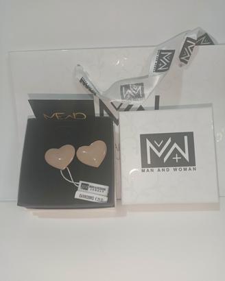 Orecchini da donna a lobo con cuore grande beige m