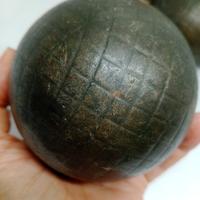 bocce sport in bronzo vintage con custodia in pell