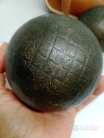 bocce sport in bronzo vintage con custodia in pell