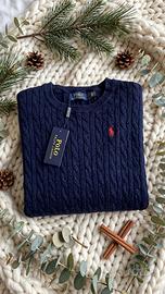 Maglione Polo Ralph Lauren Blu a trecce-Taglia L