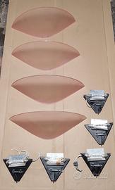 Set 4 Applique Murano - Vetro Satinato Rosa pesca