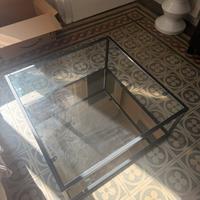 Tavolino quadrato in vetro e metallo – 80x80 cm