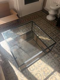 Tavolino quadrato in vetro e metallo – 80x80 cm