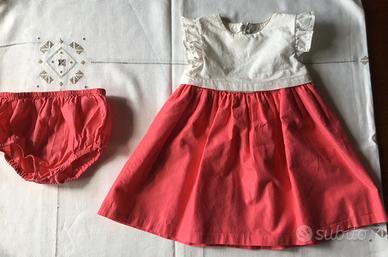 Obaïbi - Abito bianco e rosa con mutandina coord.