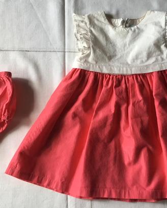 Obaïbi - Abito bianco e rosa con mutandina coord.