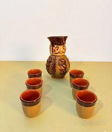 Set brocca + 6 tazze Miska in ceramica ungherese