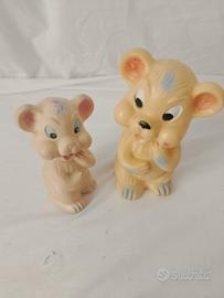 COPPIA ORSETTI SQUEAKY TOY VINTAGE — LEDRAPLASTIC 