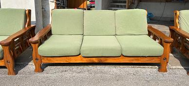 Divano in legno 3 posti + 2 poltrone