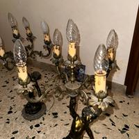 Coppia candelabri fine 800 putti lampande 5 fiamme