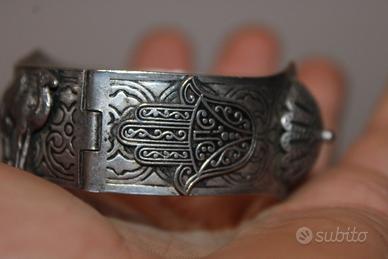 Bracciale Indiano in Metallo Lavorato a Mano 1990