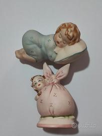 Set 2 neonati dipinti a mano ceramiche Capodimonte