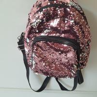 mini zainetto con pailettes rosa/argento