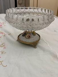 Centrotavola/alzafrutta in capodimonte e cristallo