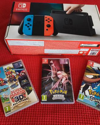 Nintendo Switch 1 + Mario 3D All Stars e Pokémon
