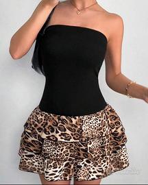 Vestito con gonna leopardata