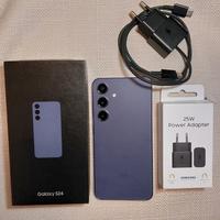 Samsung galaxy s24 + cavo e alimentatore e 3 cover