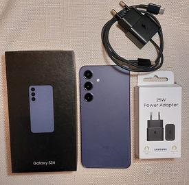 Samsung galaxy s24 + cavo e alimentatore e 3 cover