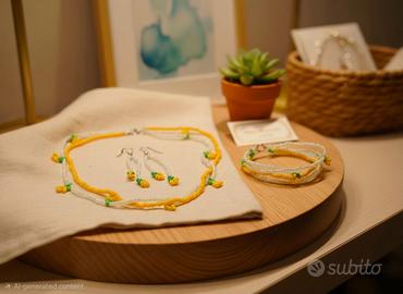 Set Perline Fatto a Mano: Collana, Bracciale, Orec