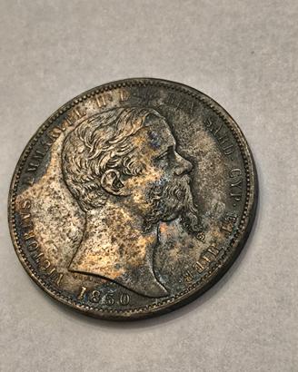 Sardegna - 5 lire 1850 (T) R2