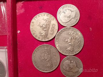 Lotto 5Monete Argento 500 Lire Caravelle UmbertoI°