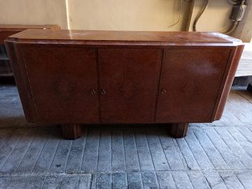 madia a tre ante in radica anni 50 con specchio